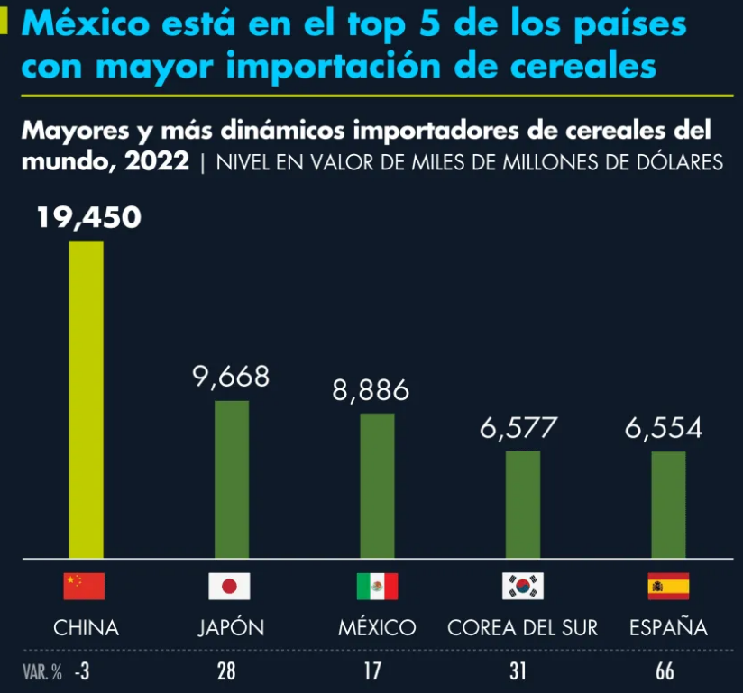 México, en el Top 5 Mundial de Importadores de Cereales